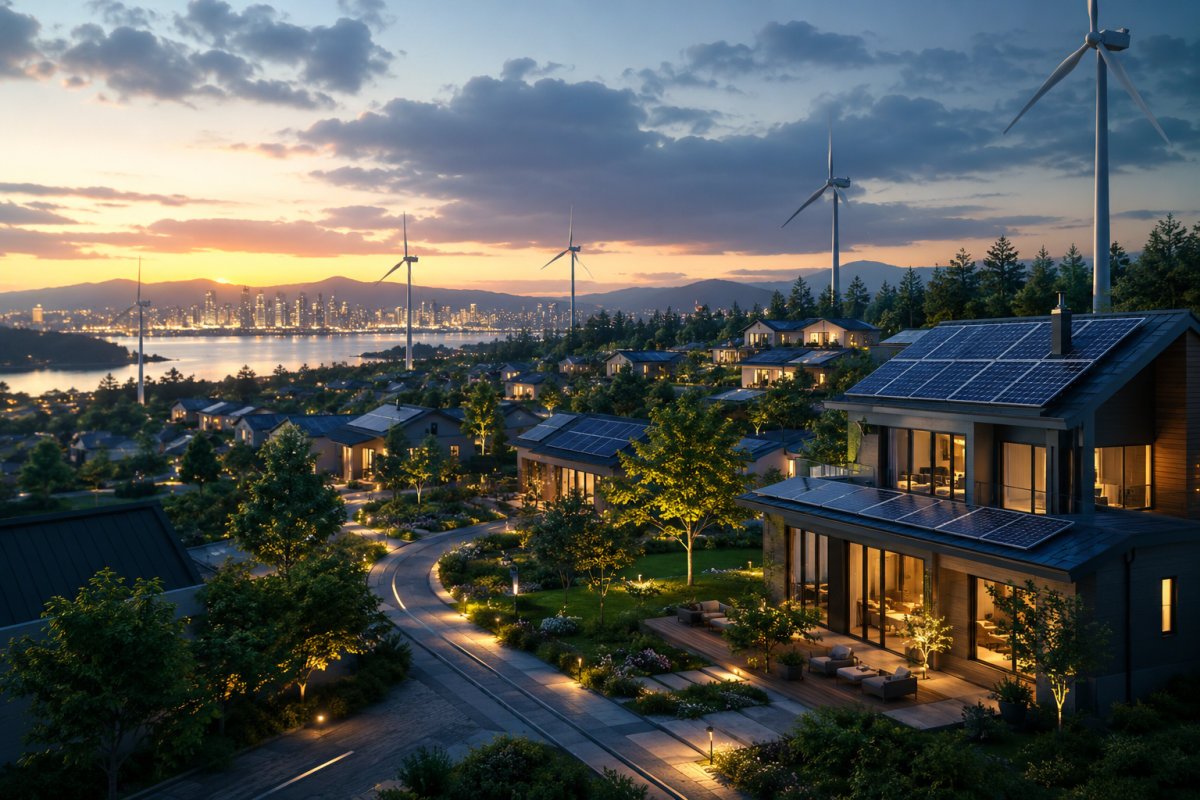 Self-sustaining pilot development with solar rooftops and wind turbines